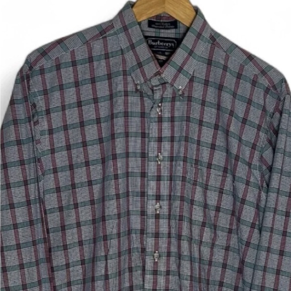 Burberry Other - Burberry Plaid Button-Down Shirt - Gray & Burgundy